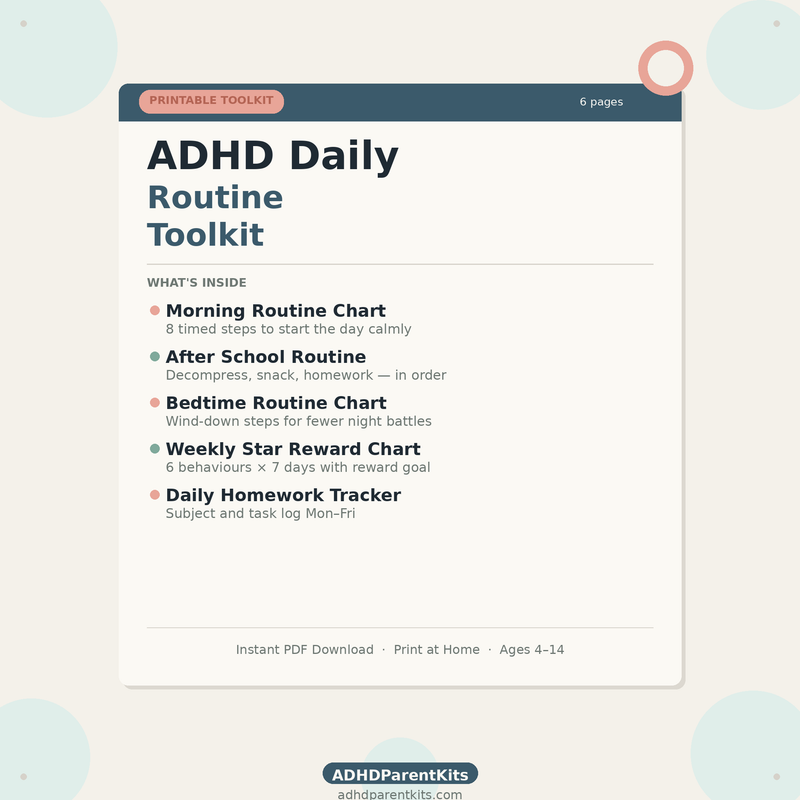 ADHD Daily Routine Toolkit — Printable Charts for Kids